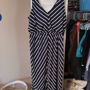 V Neck Navy Dress